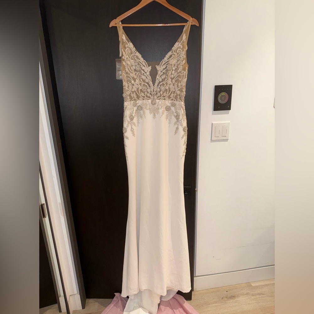 Full Glam Embellished White Lace Wedding Dress - Picture 11 of 16